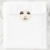 女性顔ルックアップ化粧美しいアート ラウンドシール (バッグ)