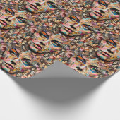 女性顔抽象芸術コラージュポップ・アートのアート ラッピングペーパー (角)