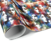 女性顔抽象芸術水彩画ポップ・アートの術 ラッピングペーパー (ロールコーナー)