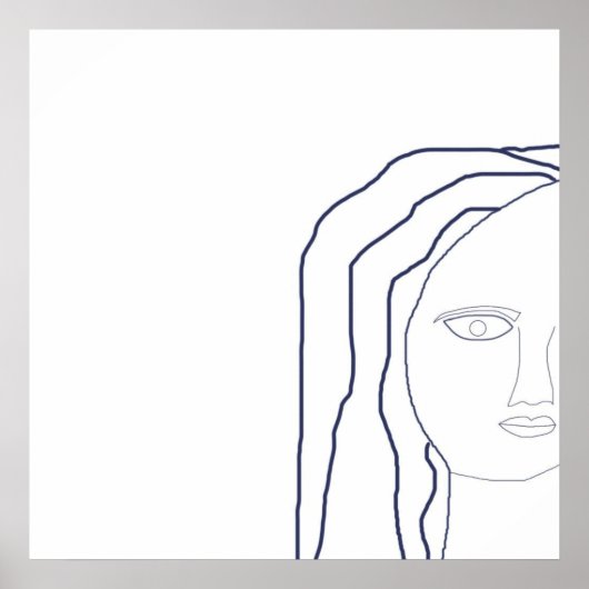 女性顔抽象芸術 ポスター (正面)