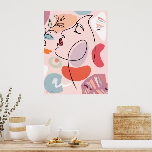 女性顔発現 ポスター (キッチン)