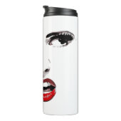 女性顔赤口紅ダークアイドメイクアップアート タンブラー (回転右)