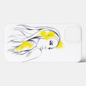 女性顔黄色い花ファッションイラストレーションアート Case-Mate iPhoneケース (裏面 (横))