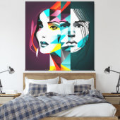 女性顔 キャンバスプリント (インサイチュ (寝室))