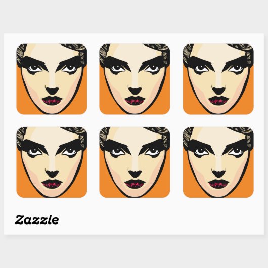 女性顔 スクエアシール (シート)