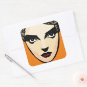 女性顔 スクエアシール (封筒)