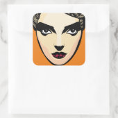 女性顔 スクエアシール (バッグ)