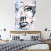 女性顔-抽象芸術アーモダントスタイル絵画ズ キャンバスプリント (インサイチュ (寝室))
