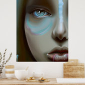 女性顔 | AIで生成されたアートワーク ポスター (キッチン)