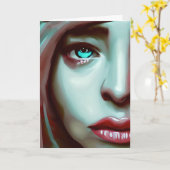 女性顔 | AIで生成されたアート カード (黄色い花)