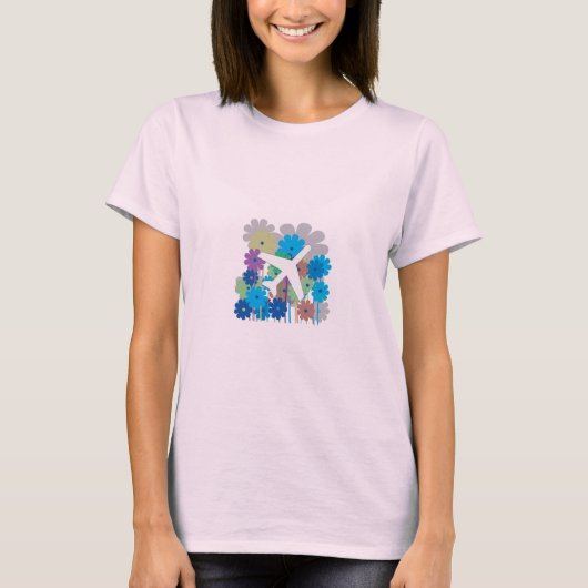 女性飛行機のワイシャツ Tシャツ (正面)