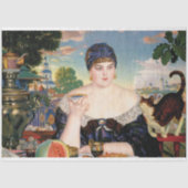 女性食べ物のスイカと猫絵画の 薄葉紙 (正面)