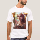 女性食べ物のバナナスプリット Tシャツ (正面)