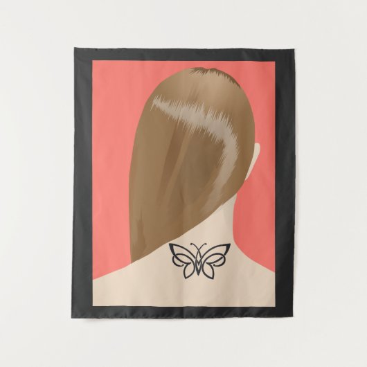 女性首タトゥーアートプリントNo 2/10 タペストリー (正面)