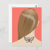 女性首タトゥーアートプリントNo 2/10 ポストカード (正面/裏面)