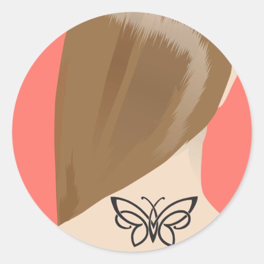 女性首タトゥーアートプリントNo 2/10 ラウンドシール (正面)