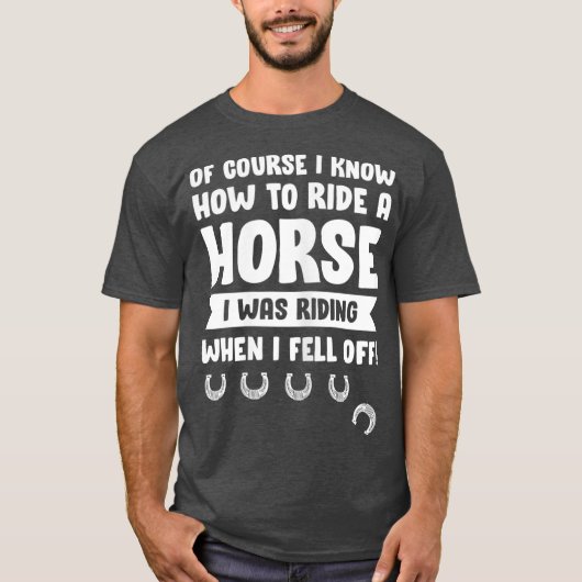 女性馬おもしろい乗男性女性カウボーイズ Tシャツ (正面)