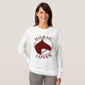 女性馬好きLONGSLEEVEのワイシャツ Tシャツ (正面フル)