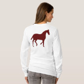 女性馬好きLONGSLEEVEのワイシャツ Tシャツ (裏面フル)