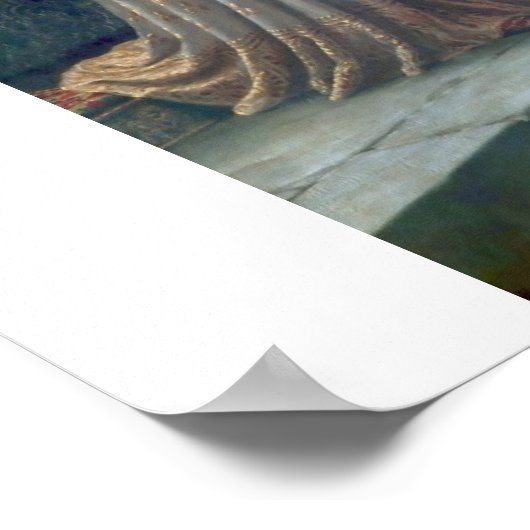 女性騎士の剣の城のアンティーク絵画 ポスター (角)