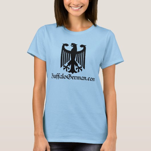 女性黒いワシのロゴのTシャツ Tシャツ (正面)