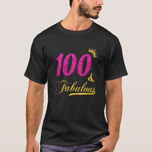 女性100と素晴らしいダイヤモンドクラウンハッピー100th tシャツ (正面)