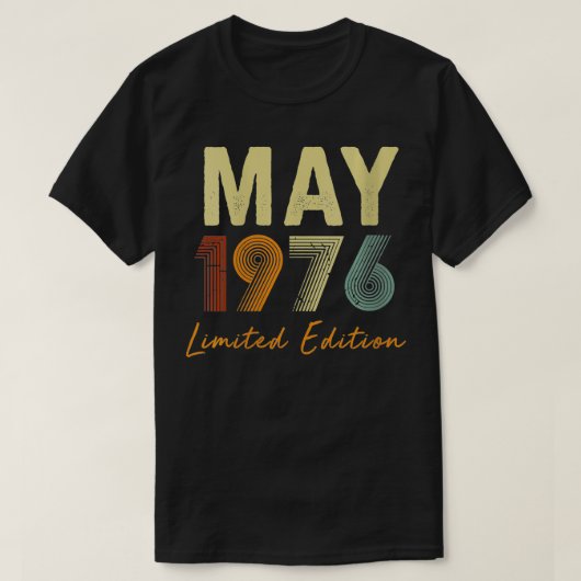 女性1976年5月限定版レトロ45歳 Tシャツ (デザイン正面)