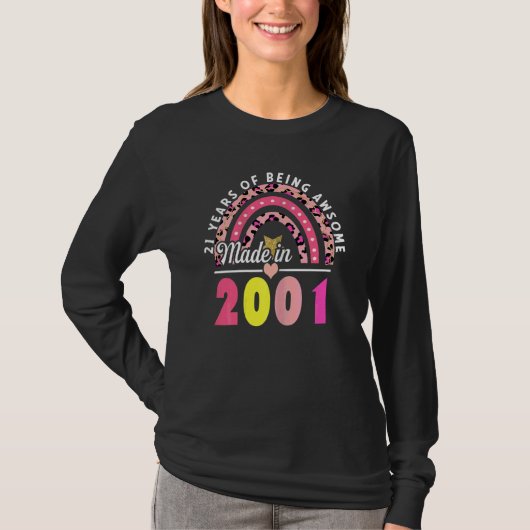 女性21年レオパード素晴らしレインボー2 Tシャツ (正面)