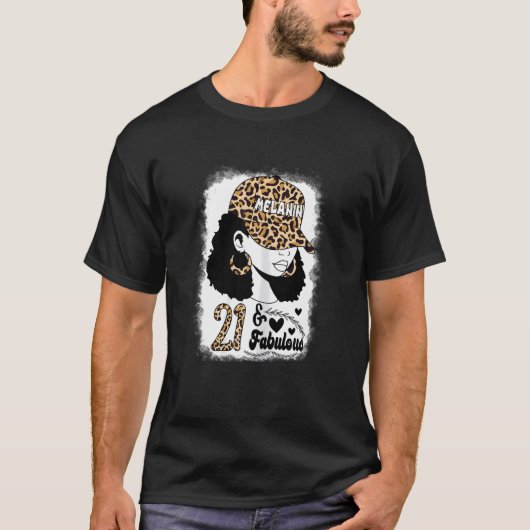 女性21歳の伝説的なBun Afro Leopar Tシャツ (正面)