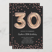 女性30歳誕生日30バラエレガント金ゴールド 招待状 (正面/裏面)