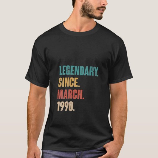 女性33歳ヴィンテージ1990誕生日3月33日 Tシャツ (正面)