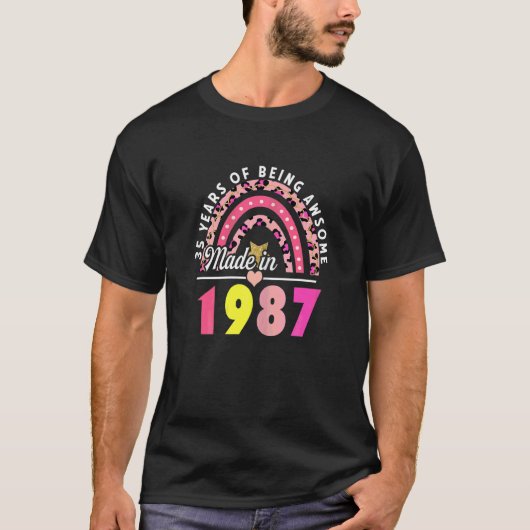 女性35年レオパード素晴らしレインボー3 Tシャツ (正面)