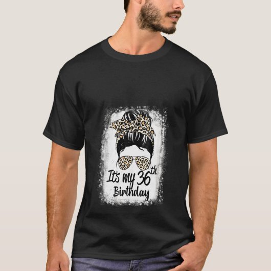 女性36歳Messy Bun Leopardそれは私の36th Tシャツ (正面)