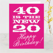 女性40のための大きな40th誕生日カードは、新しい20である カード (黄色い花)