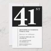 女性41歳エレガントの誕生日の招待シックシンプル 招待状 (正面)