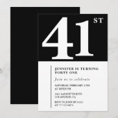 女性41歳エレガントの誕生日の招待シックシンプル 招待状 (正面/裏面)
