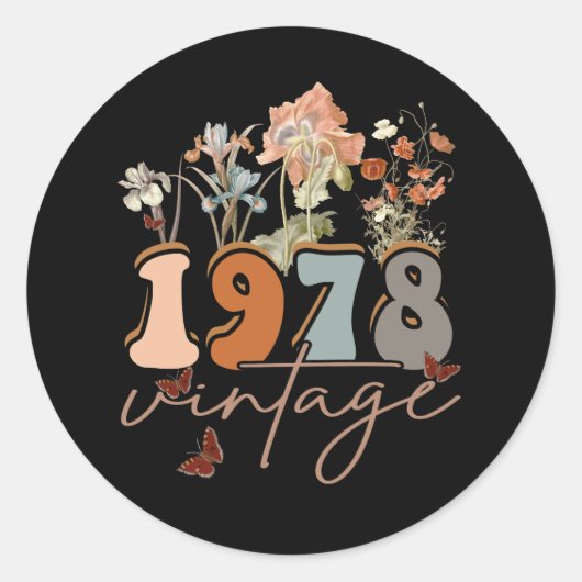 女性45歳ヴィンテージ1978 45th誕生日ティー ラウンドシール (正面)