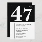 女性47エレガント歳の誕生日の招待シックシンプル 招待状 (正面/裏面)
