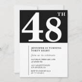 女性48エレガント歳の誕生日の招待シックシンプル 招待状 (正面)