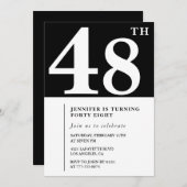 女性48エレガント歳の誕生日の招待シックシンプル 招待状 (正面/裏面)
