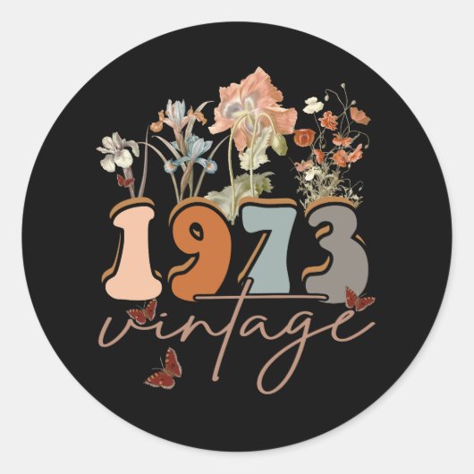 女性50歳ヴィンテージ1973 50誕生日Tee ラウンドシール (正面)