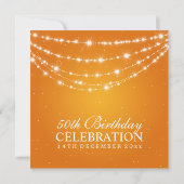 女性50歳誕生日パーティー スパークリング チェーン オレンジ 招待状 (裏面)