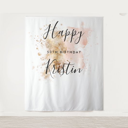 女性50歳誕生日写真撮影用背景 タペストリー (正面)