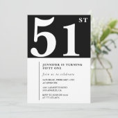 女性51歳エレガントの誕生日の招待シックシンプル 招待状 (スタンド正面)