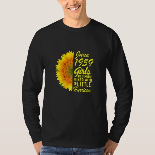 女性6月女子1959ひまわり63誕生日 Tシャツ (正面)