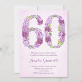 女性60歳の誕生日招待状，ラベンダー招待状 招待状 (正面)