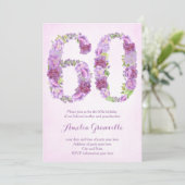 女性60歳の誕生日招待状，ラベンダー招待状 招待状 (スタンド正面)