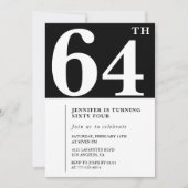 女性64歳エレガントの誕生日の招待シックシンプル 招待状 (正面)