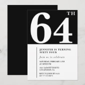 女性64歳エレガントの誕生日の招待シックシンプル 招待状 (正面/裏面)