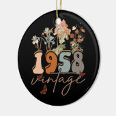 女性65歳ヴィンテージ1958 65th誕生日ティー セラミックオーナメント (左)